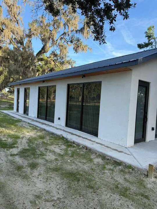 New block home with metal roof