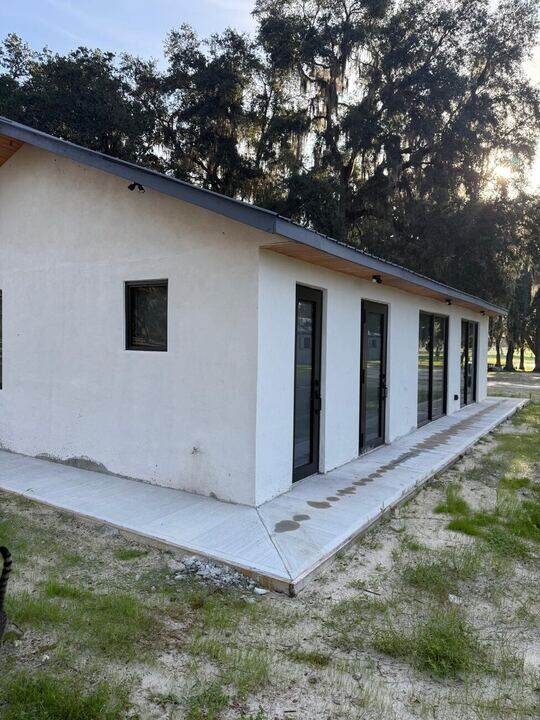 New home side view with walkway