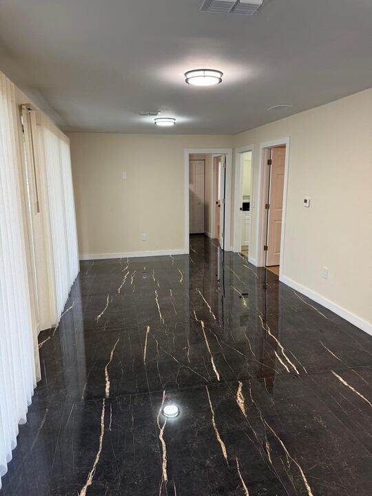Living area with sliding doors
